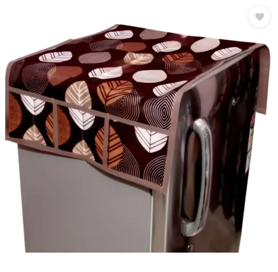 Crosmo Refrigerator Cover  (Width: 64 cm, Brown, Beige)