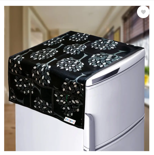 Crosmo Refrigerator Cover  (Width: 56 cm, Black Tree 2)