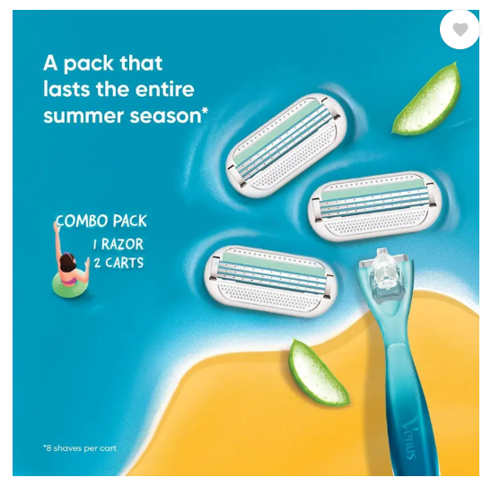 Gillette Venus Smooth Combo pack | Razor plus 2 refills | Aloe vera smooth, Women