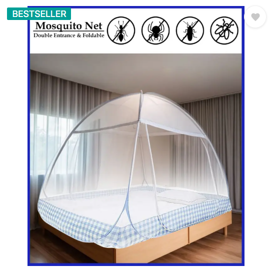 Kolar Polyester Adults Washable Double Bed Machardani, 6.5 Feet x 6.5 Feet King Size Premium Mosquito Net  (Blue, Tent)