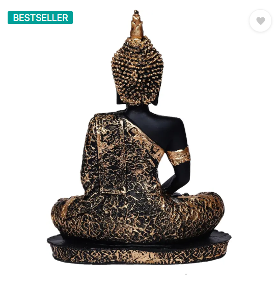 Royalbox Meditating Buddha Statue For Home Decor Idol Decorative Showpiece - 17 cm  (Polyresin, Gold)
