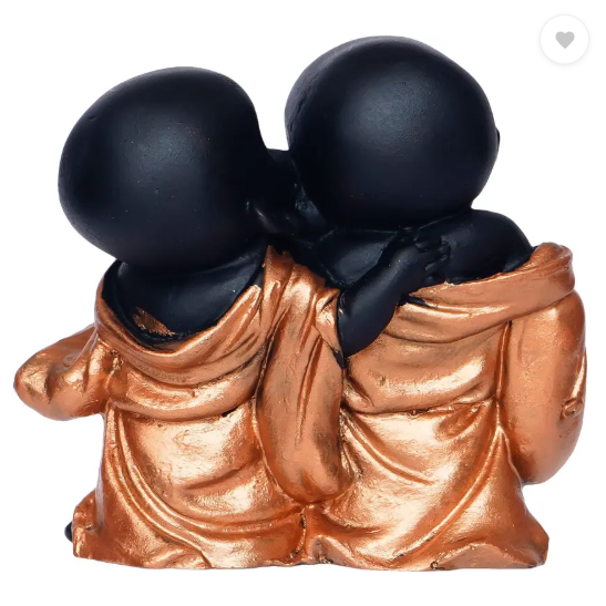 Royalbox Handcrafted Resine Little Laughing Buddha Showpiece for Home and office Decorative Showpiece - 11 cm  (Polyresin, Black)