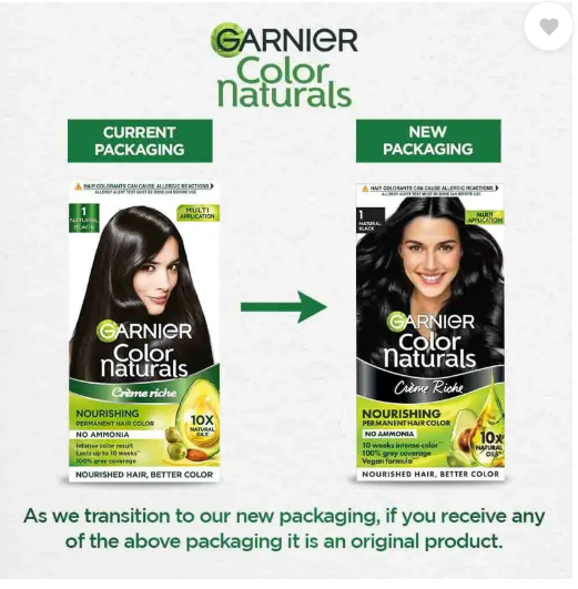 GARNIER Color Naturals Creme Hair Colour |Long-lasting color & Shine , Shade 1, Natural Black