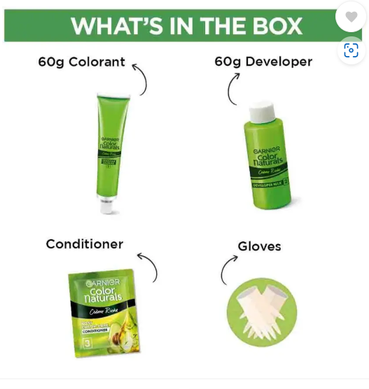 GARNIER Color Naturals Creme Hair Colour |Long-lasting color & Shine , Shade 1, Natural Black