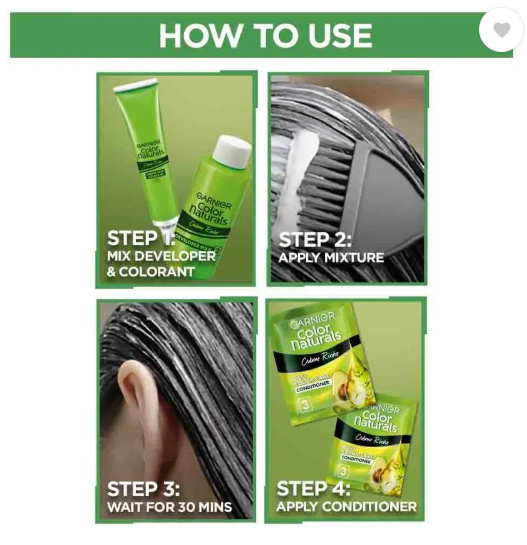 GARNIER Color Naturals Creme Hair Colour |Long-lasting color & Shine , Shade 1, Natural Black