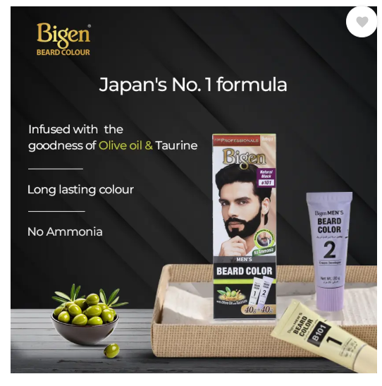 Bigen Professional Beard Color B101 , Natural Black