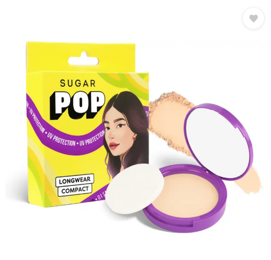 SUGAR POP Longwear Compact 01 Sand | UV Protection | Pore Minimizing | Medium Coverage Compact  (Sand, 9 g)