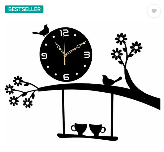 Mysticoal Analog 30 cm X 30 cm Wall Clock  (Black, Without Glass, DIY Clocks)