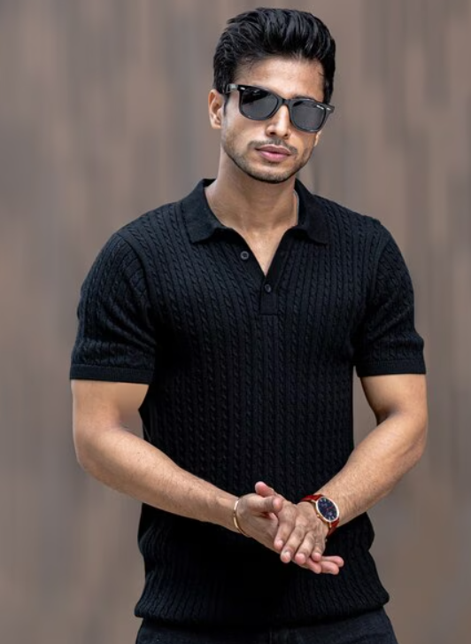 MANIAC Men Typographic Slim Fit Polo T-shirt