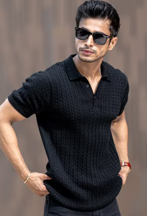 MANIAC Men Typographic Slim Fit Polo T-shirt