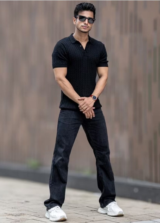 MANIAC Men Typographic Slim Fit Polo T-shirt
