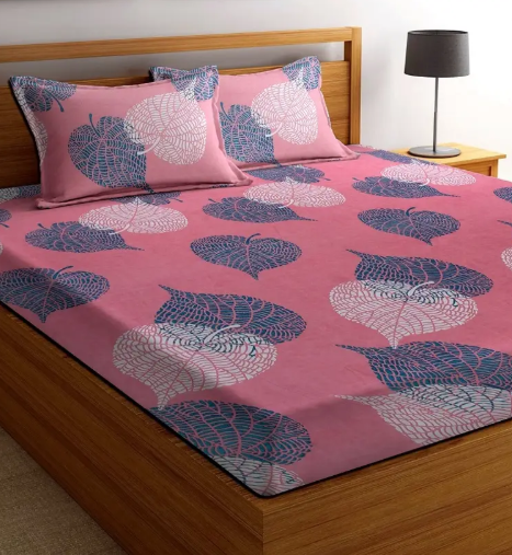 VAS COLLECTIONS 144 TC Microfiber Crib Abstract Flat Bedsheet  (Pack of 1, Pink)
