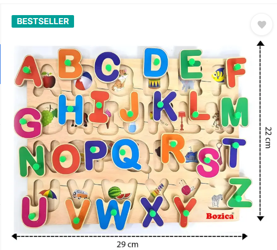 BOZICA Wooden Educational Creative learning A To Z English Alphabets Board Puzzle  (Multicolor)
