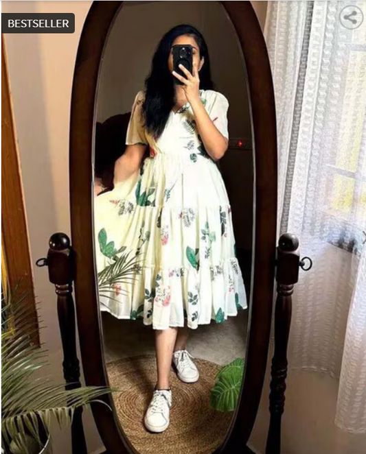 NYRIKA Fit and Flare Floral Gown Dress