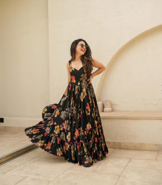 NYRIKA Women Floral Printed Gown Dress