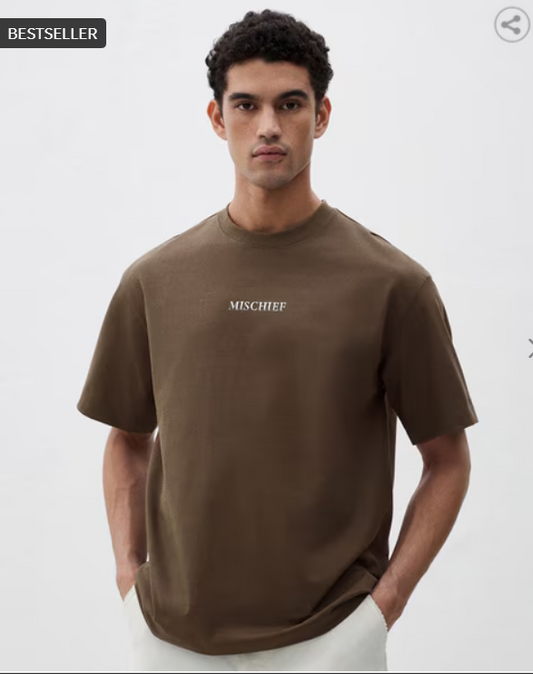 MISCHIEF MONKEY Men Oversized Fit Crew-Neck T-Shirt