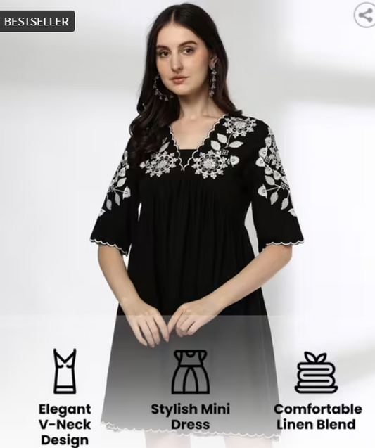 FUSION | Women Embroidered Fit & Flare Dress