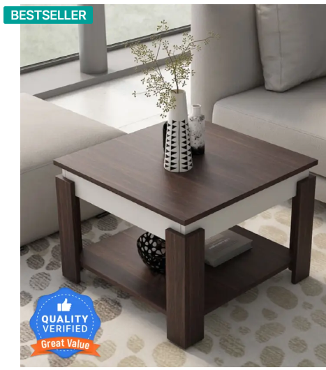 Allie Wood Alex Engineered Wood Coffee Table  (Finish Color - Walnut Colour, Pre-assembled)