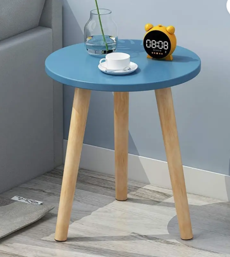 Device Bas with BROWN ART SHOPPEE Round Side Table, Nightstand Coffee End Table for Living Room, Bedroom Engineered Wood Coffee Table  (Finish Color - Blue, DIY(Do-It-Yourself))