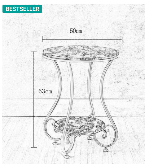 MODERN CRAFTHOUSE Modern Double Top Round Coffee Table | Side Table | Centertable | Beside Table Metal Bedside Table  (Finish Color - Golden & White, Pre-assembled)