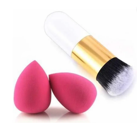 VARFAX Round Foundation Makeup Brush 2 Beauty Blender puff Combo  (Pack of 1)