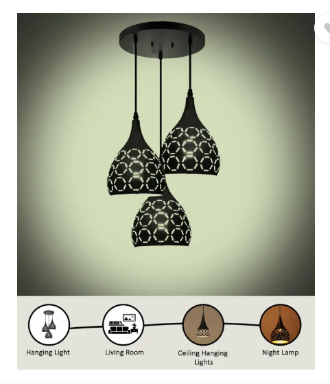 Brightlyt Decorative or Fancy Hanging Lights for Home and Restaurants Pendants Ceiling Lamp  (Black)