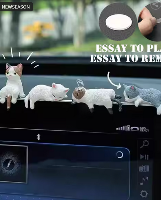 Pack Of 4 Car Decoration Sleeping Mini Cat