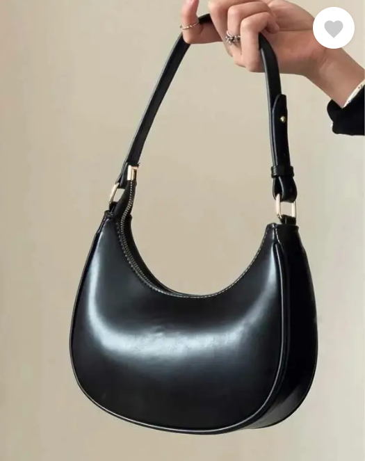 Black Women Sling Bag Small Crescent Leather Shoulder Bag for Women Crossbody Half Moon Hobo Bag