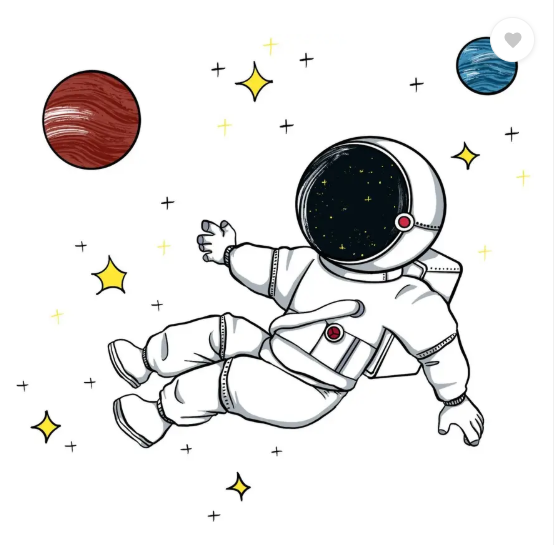 WallHunt 66 cm astronaut in space wall stickers for bedroom,living,kids room etc Self Adhesive Sticker  (Pack of 1)