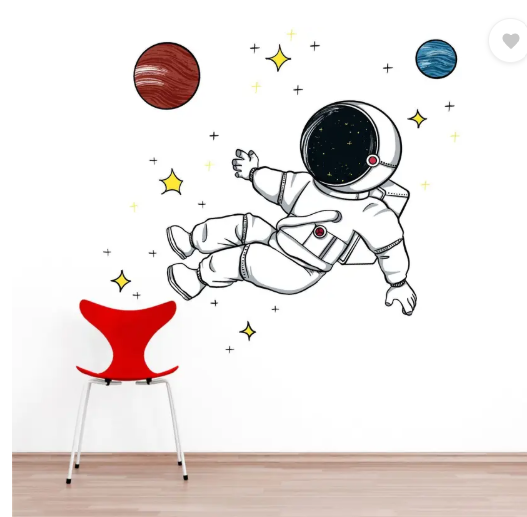 WallHunt 66 cm astronaut in space wall stickers for bedroom,living,kids room etc Self Adhesive Sticker  (Pack of 1)