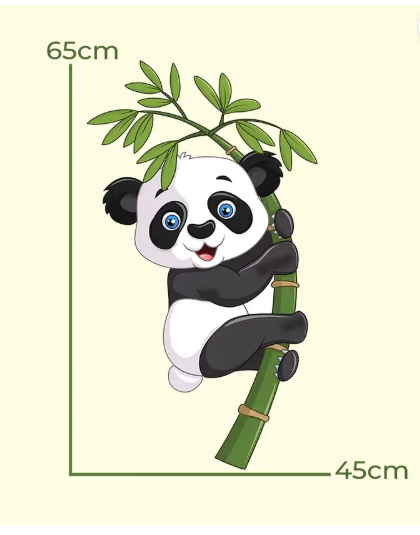 COLOURED WINGS 65 cm Trendy Cute Panda Designs of Wall Stickers for Kids Room and Home Decoration Self Adhesive Sticker  (Pack of 1)