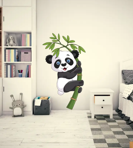 COLOURED WINGS 65 cm Trendy Cute Panda Designs of Wall Stickers for Kids Room and Home Decoration Self Adhesive Sticker  (Pack of 1)