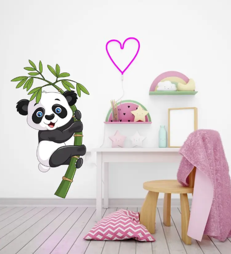 COLOURED WINGS 65 cm Trendy Cute Panda Designs of Wall Stickers for Kids Room and Home Decoration Self Adhesive Sticker  (Pack of 1)