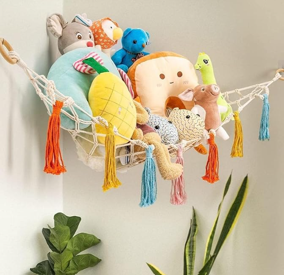 ecofynd Stuffed Soft Toy Organizer, Animal Toy Hammock, Hanging Cotton Storage, Boho Large Corner Plush Toys, Net Holder, Nursery Kids, Play Room, Bedroom, Kid Room (BH010)