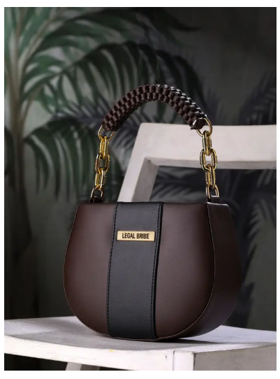 Brown Women Sling Bag Knitted Handle Sling Bag