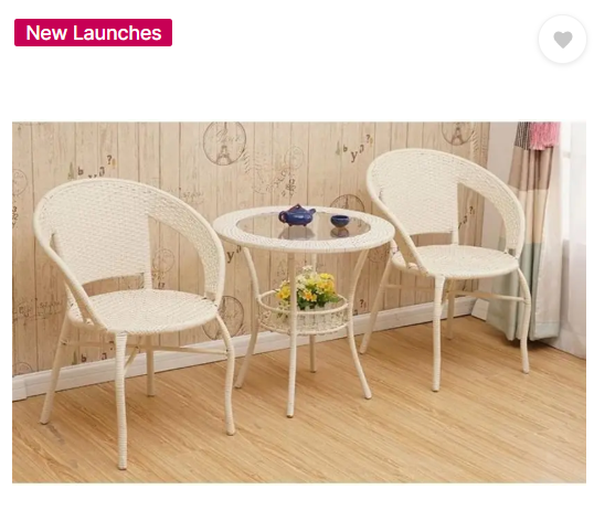 WildMonk Cane Table & Chair Set  (Finish Color - Beige, Pre-assembled)