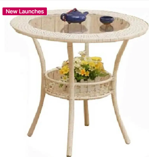 WildMonk Cane Table & Chair Set  (Finish Color - Beige, Pre-assembled)