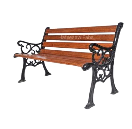 Hafeesaw Fabs Cast Iron Outdoor Garden Bench with 8 FRP Streep (3 Seater) Heavy Duty Garden Bench for Indoor & Outdoor Park | Patio | Living Room | Balcony | Society Bench | Benches Waterproof