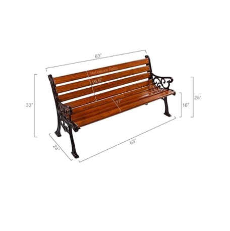 Hafeesaw Fabs Cast Iron Outdoor Garden Bench with 8 FRP Streep (3 Seater) Heavy Duty Garden Bench for Indoor & Outdoor Park | Patio | Living Room | Balcony | Society Bench | Benches Waterproof