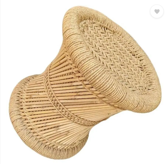 Extend creation Handmade and Natural Bamboo Mudda Stool With Beige - 12 X 12 Inch Outdoor & Cafeteria Stool  (Beige, Pre-assembled)