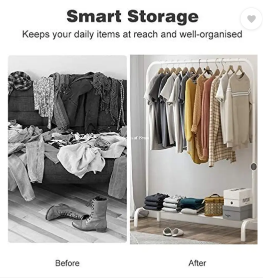 Sasimo 1 Door 2 Shelf Open Coat clothes hanger stand PP PC Collapsible Wardrobe  (Finish Color - .White, DIY(Do-It-Yourself))