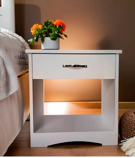 TRUE FURNITURE Night stand/End Side/Bed side/Sofa Side Table for Bedroom/Living Room/Office Engineered Wood Side Table  (Finish Color - White Finish1, Pre-assembled)