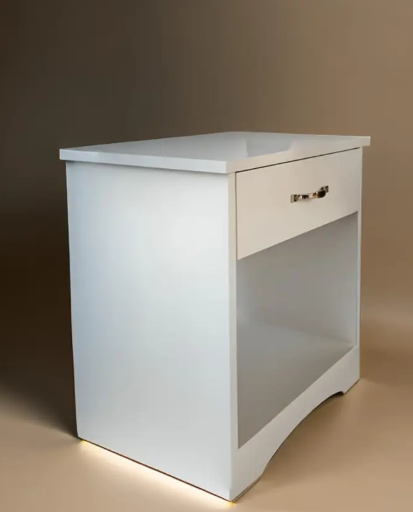 TRUE FURNITURE Night stand/End Side/Bed side/Sofa Side Table for Bedroom/Living Room/Office Engineered Wood Side Table  (Finish Color - White Finish1, Pre-assembled)