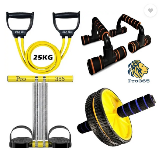 PRO365 Combo Of Double TT, Pushup Bar, Toning Tube and Abdominal Wheel for Ab exerciser Fitness Accessory Kit Kit