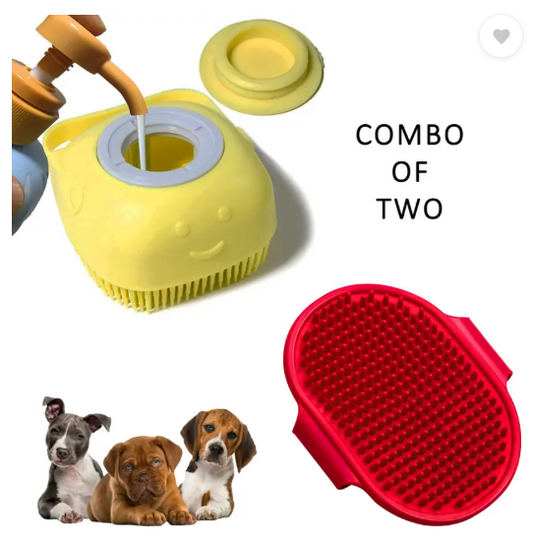 PET HOOD Dog Bath Brush (Combo of 2) Pet Grooming Puppy Accessories Plain/ Bristle Brushes for Dog & Cat