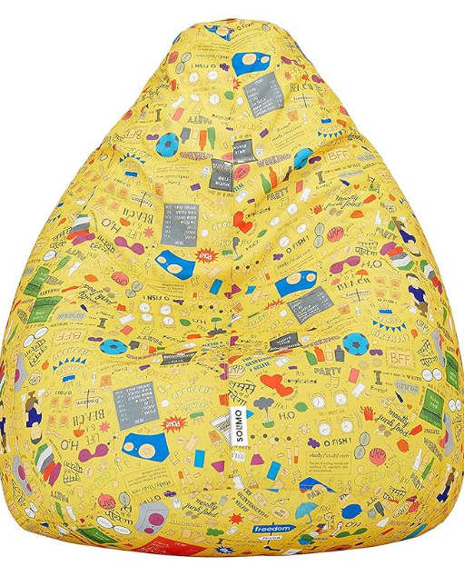 Amazon Brand - Solimo Jaunty Yellow XXXL Printed Bean Bag Cover Without Beans (Fabric)