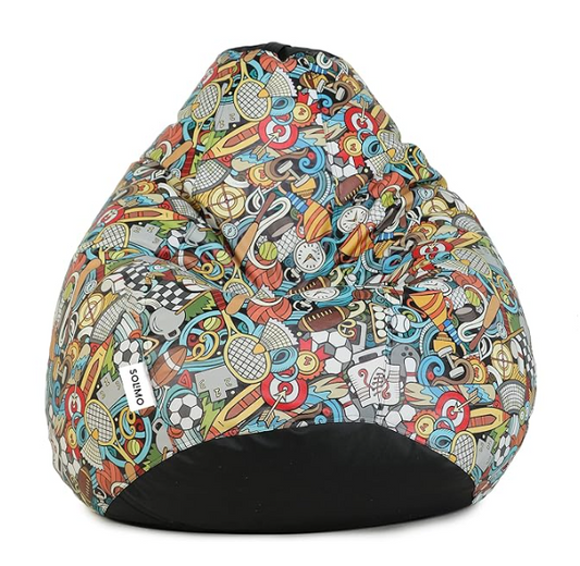Amazon Brand - Solimo Classic XXL Bean Bag Cover (Without Beans)_Badminton Print_Multicolour