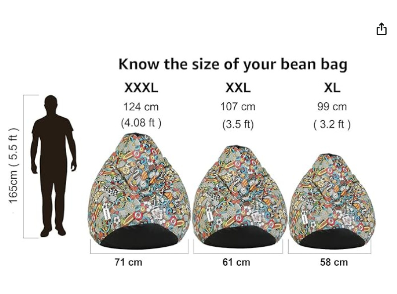 Amazon Brand - Solimo Classic XXL Bean Bag Cover (Without Beans)_Badminton Print_Multicolour