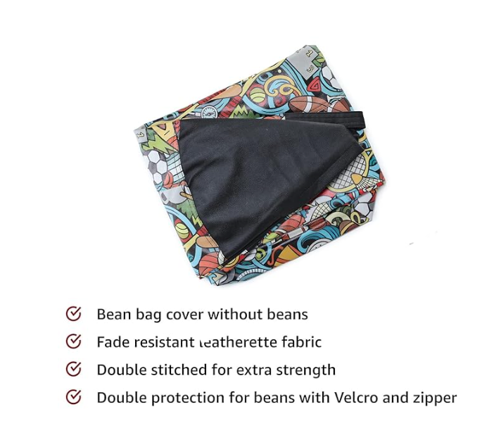 Amazon Brand - Solimo Classic XXL Bean Bag Cover (Without Beans)_Badminton Print_Multicolour