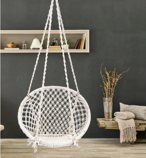 Patiofy Wooden Swing Chair/ Jhula Indoor/ Swing for Home/Swing for Adults Outdoor Wooden Cotton Large Swing  (Beige, DIY(Do-It-Yourself))